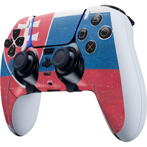 Slovakia Flag Distressed PS5 DualSense Edge Pro Controller Skin